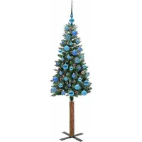 vidaXL Slanke Kerstboom Groen 150 cm PVC en massief dennenhout