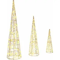 vidaXL Kerstboom 3 st 90 LED's Warmwit 20 x 20 x 80 cm PET