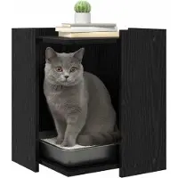 vidaXL Kattenbakomheining Zwart eiken 42 x 42 x 51 cm Bewerkt hout