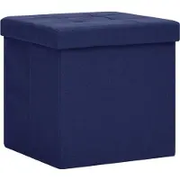 vidaXL Opbergkrukken inklapbaar 2 st kunstlinnen blauw