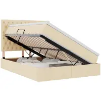 vidaXL LED opbergbed met matras Crème 140 x 190 cm Stof