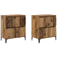 vidaXL Dressoirs 2 pcs Oud Hout 60 x 35 x 70 cm Bewerkt hout