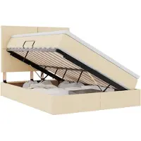 vidaXL Opslag bed met matras met hoofdeinde Crème 140 x 200 cm Stof