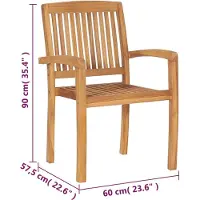 vidaXL Tuinstoelen stapelbaar 4 st met kussens massief teakhout