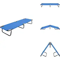 vidaXL Ligbed - Ligbedden - Zonnebed - Zonnebedden - Ligbed inklapbaar staal blauw