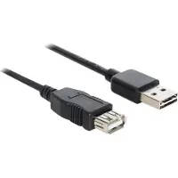 DeLOCK Easy-USB-A naar USB-A verlengkabel - USB2.0 - tot 2A / zwart - 2 meter