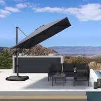 PURPLE LEAF Vierkant Parasol – 360 ° Draaibaar - Kantelbaar – UV werend doek - Houtlook - Windbestendige Zweefparasol