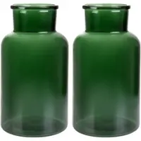 Homla - Tenno Bloemenvaas - Set van 2 - Decoratieve Vaas - Modern Design - Groot Glazen Vaas voor Droogbloemen & Boeket- Scandinavisch Interieur - Stijlvolle Woonaccessoire - Ø14.5 x 25.5 cm - Groen
