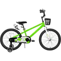 Happiq Kinderfiets – Voor kinderen van 3-12 jaar – Met oplichtende zijwieltjes – Groen, 46 cm