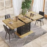 STILVORA Eettafel met LED-verlichting, uitschuifbare eettafel voor 6 personen, tafelpoten met opbergruimte, geschikt voor terras en tuin, uitschuifbaar tafelbladontwerp