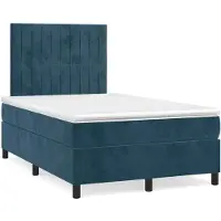 vidaXL Boxspring met matras fluweel donkerblauw 120x190 cm