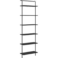 vidaXL Boekenplank 6-laags 60 x 24 x 203 cm Bewerkt hout Zwart Eiken