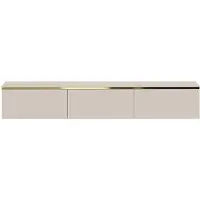 Vente-unique Zwevend tv-meubel met 3 deuren - Beige en goud - VUKIA