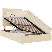 vidaXL Opslag bed met matras met hoofdeinde Crème 120 x 190 cm Stof