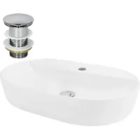 LuxeBath Wastafel incl. afvoerset zonder overloop 60x40x12 cm Wit keramiek ML-Design