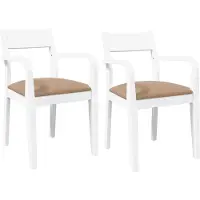 vidaXL Eetkamerstoelen met kussens 2 st massief hout rubber wit