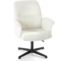 Meubles Cosy Ergonomische, verstelbare, draaibare bureaustoel met armleuningen in witte lusstof - THOMASINA