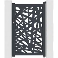 Vente-unique Tuinpoort van aluminium met geometrisch patroon in lasergesneden design - B103 x H166 cm - Antraciet - NATAFO L 103 cm x H 161 cm x D 4.6 cm