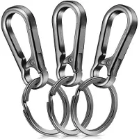 Travelhawk Karabijnhaak Sleutelhanger - met Sleutelring - 3 Stuks - Musketonhaak met Veerclip - Karabijnhaak Sleutelhanger - Aluminium - Zilver