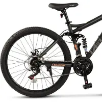 MODFU - Mountainbike - Volledig Geveerd - 21 Versnellingen - Mechanische Schijfremmen - Voor Terreinritten - Koolstofstaal - 26 Inch