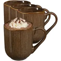 Mica Decorations Koffiemok / theemok Nusa - 6x - bruin - 220 ml - mokken - keramiek