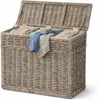 Sweet living Rotan Wasmand Grey - 3 vakken - 85x40xH65 cm - Wasmand Riet driedelig