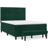 vidaXL Boxspring met matras fluweel donkergroen 140x190 cm
