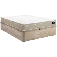 Vente-unique Set 160 x 200 cm licht natuurlijke boxspring met opbergruimte + hybride matras met 7-zone pocketveren en traagschuim dikte 28 cm - CIREVA van YSMÉE