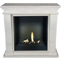 Xaralyn Ethanolhaard - Kreta-Mini BCL-SWU - wit natuursteen - 3 kW verwarmingsvermogen - inclusief inbouwhaard en schoorsteenmantel - decoratieve haard