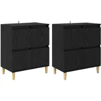 vidaXL Dressoirs 2 st Zwart Eiken 60 x 35 x 70 cm Bewerkt hout