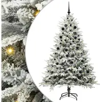 vidaXL Kunstmatige Voorverlichte Kerstboom met Ballenset Groen 210 cm