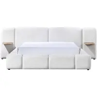 Vente-unique Bed met opbergruimte stof beige 160 x 200 cm