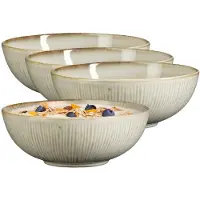 Mica Decorations Soepkom Nusa - 12x - creme kleur - 17 x 6 cm - keramiek - kommetjes/schaaltjes - 500 ml