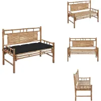 vidaXL Tuinbank met kussen, 120 cm, bamboe - Tuinbanken