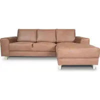 Ebuy24 Nordic bank met chaise longue rechts gericht cognackleurig leer.