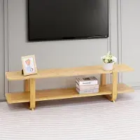 OEM Bamboe TV-meubel, 140 cm breed, met 2 lagen, geschikt voor de woonkamer of slaapkamer