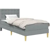 vidaXL Bedframe met matras met hoofdeinde Lichtgrijs 90 x 200 cm Stof