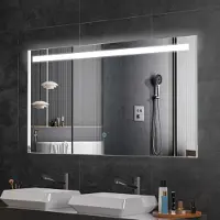 LOMAZOO Badkamerspiegel met LED verlichting - Badkamer Spiegel - Spiegel Badkamer - Spiegel Douche - Verwarming Anti Condens 120 x 60 cm [HOUSTON]