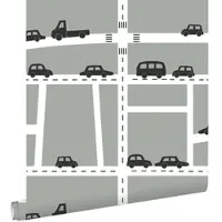ESTAhome behang auto's grijs, zwart en wit - 53 cm x 10.05 m - 139282