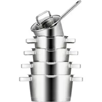 Sola Pannenset Diamond 5-Delig RVS - Downdraft geschikt - Kookpan ø 16, 18, 20, 24 cm & Steelpan ø 16 cm - geschikt voor alle warmtebronnen