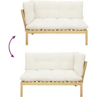 vidaXL Hoek Sofa Eenheid Licht Acacia en Crèmekleurig Wit Acaciahout