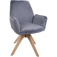 Mendler Eetkamerstoel -G67, eettafelstoel, keukenstoel, stoel met armleuningen, draaibaar, hout, fluweel 320 g/m², MVG ~ donkergrijs