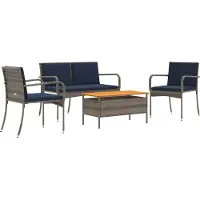 vidaXL Tuinset Grijs poly rattan