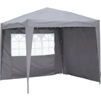 Angel Living Paviljoen, 2,5 x 2,5 meter, inklapbaar, terrasoverkapping, waterafstotend, gemaakt van staal en polyester (grijs)
