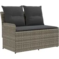 vidaXL Tuin Armleuning Sofa met Opklapbare Tafel 2 Stuk PE Riet