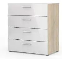 Ebuy24 Petra kommode 4 lades eiken decor en wit hoogglans.
