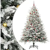 vidaXL Kunstmatige Voorverlichte Kerstboom met Ballenset Groen 210 cm