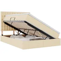 vidaXL Opslag bed met matras met hoofdeinde Crème 140 x 190 cm Stof