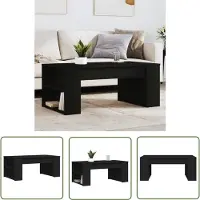 The Living Store - Salontafel - Zwart - Eiken - 102 - x - 55 - x - 42 - cm - Bewerkt - hout