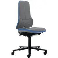 BIMOS Werkdraaistoel | wielen | supertec-weefsel grijs blauw | 450-620 mm | 1 stuk - 9000454268 9000454268
